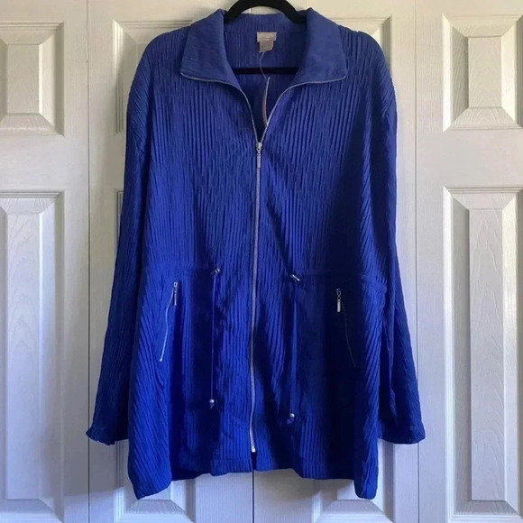 Chico's Traveler's Full Zip Lightweight Jacket Blue No-Wrinkle | Size: 3 (16/18) - Picture 1 of 8